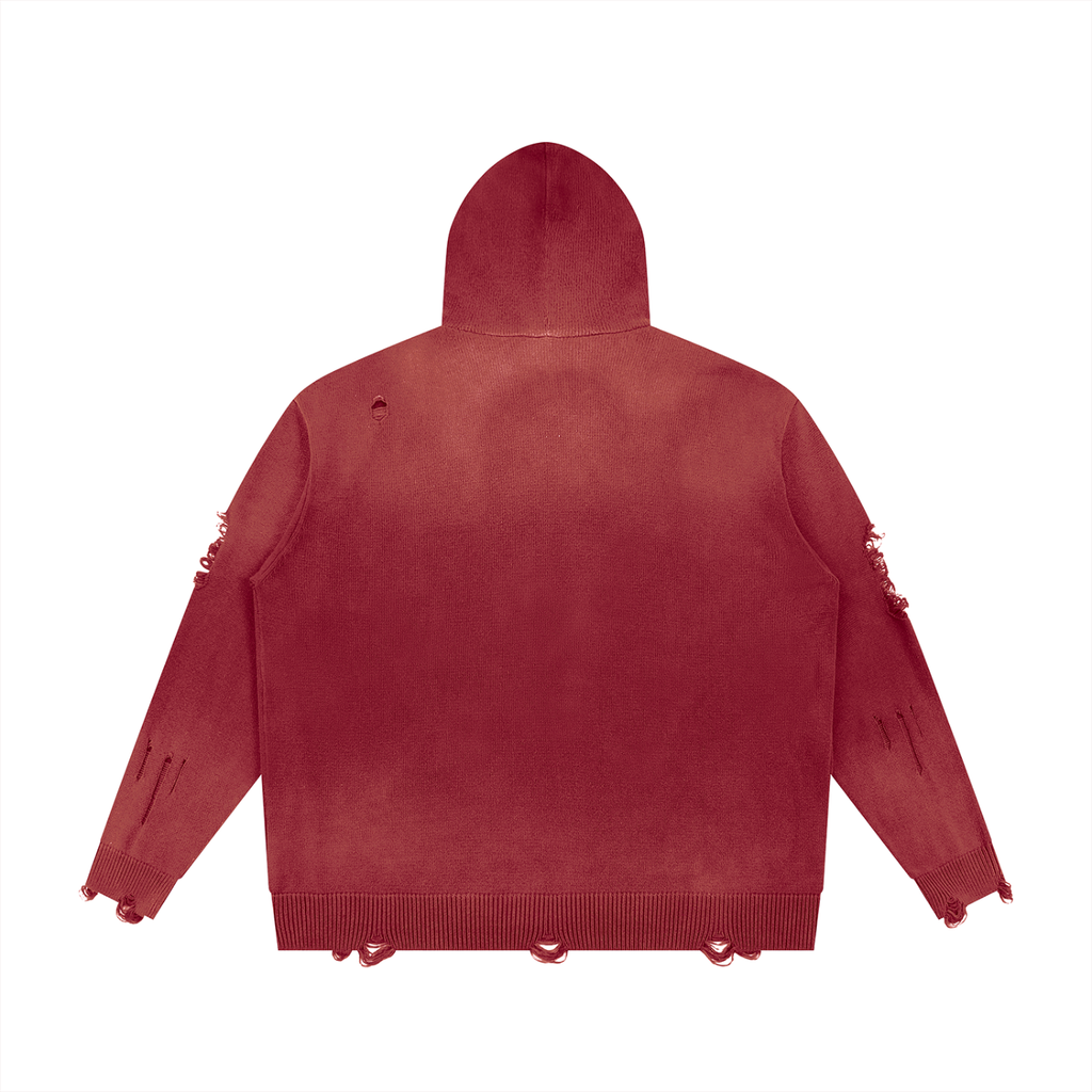 Distressed Zip Up oversized hoodie