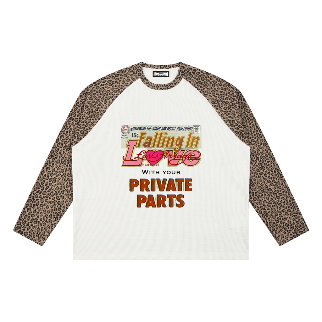 Unisex Leopard Panel Raglan Sleeve T-Shirt