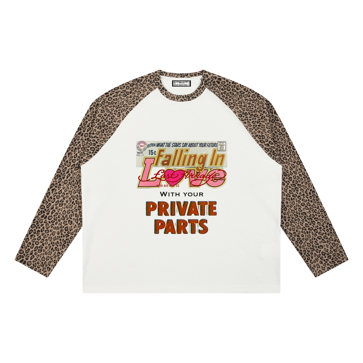 Unisex Leopard Panel Raglan Sleeve T-Shirt