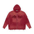 Distressed Zip Up oversized hoodie